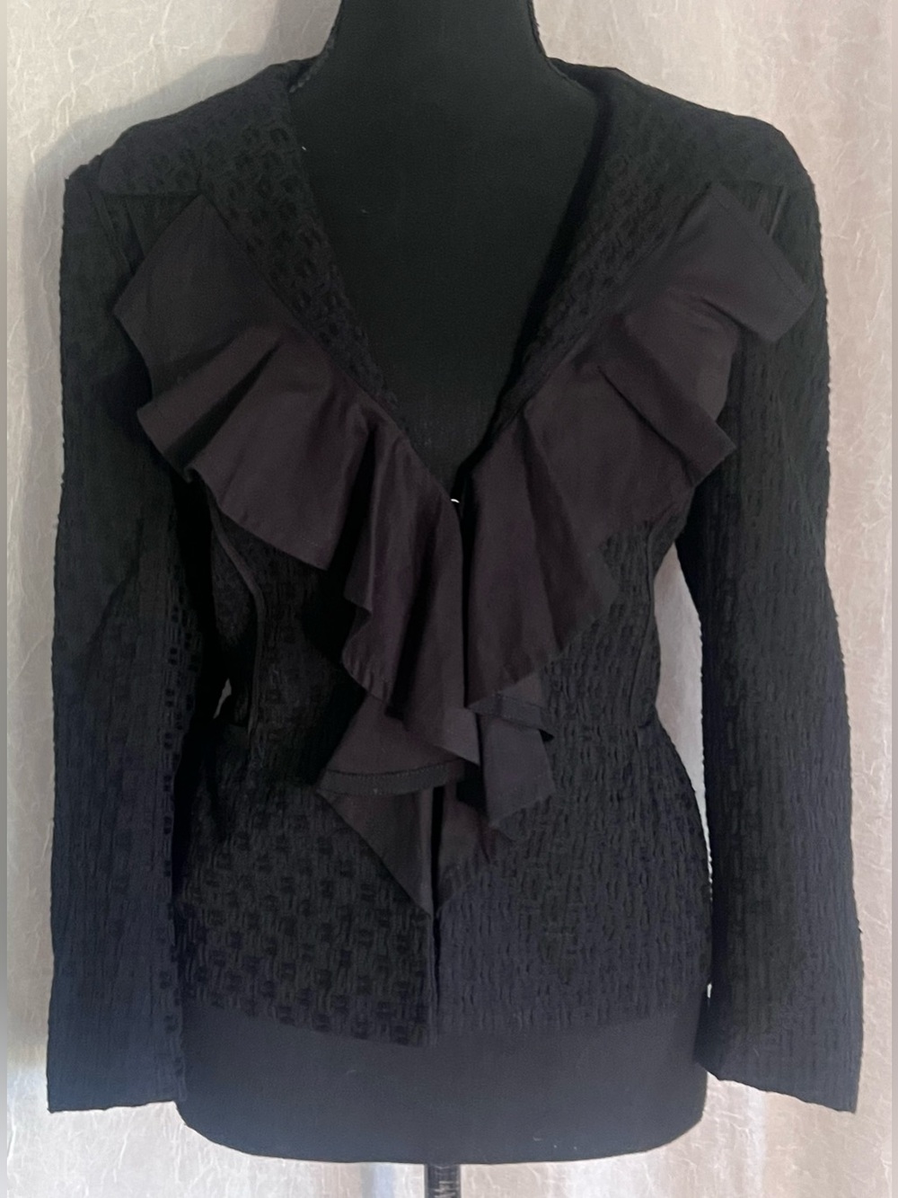 LOFT Black Ruffled Blazer Jacket